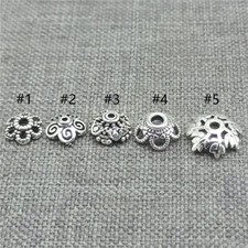 10 Sterling Silver Flower Bead Caps Snowflake Bracelet Spacer Cap