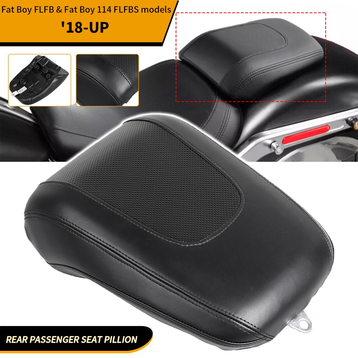 Rear Passenger Seat Pillion PU Leather For Harley Fat Boy FLFB