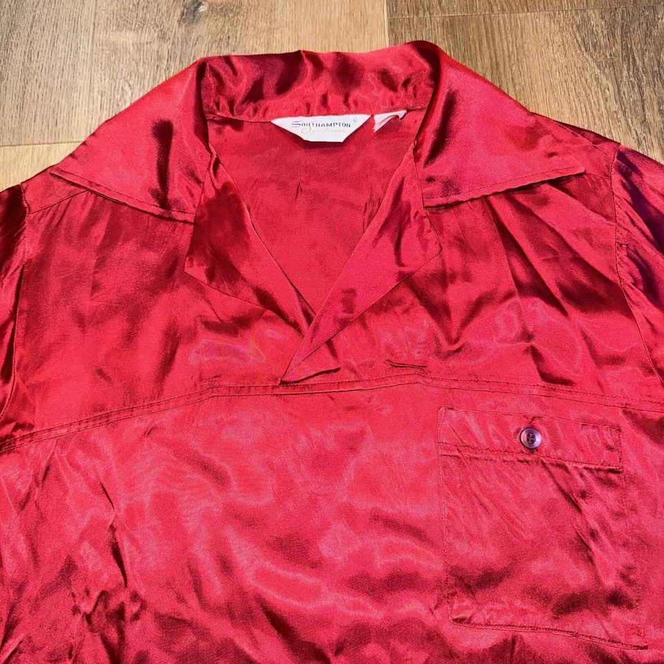 Camisa De Colección Satén Southampton Disco Saturday Night Fever Brillante Nylon Hombres Pequeña Foto 3 de 4