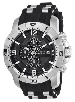Invicta 24962 Men's Pro Diver Chrono Black Steel & Silicone Strap Watch