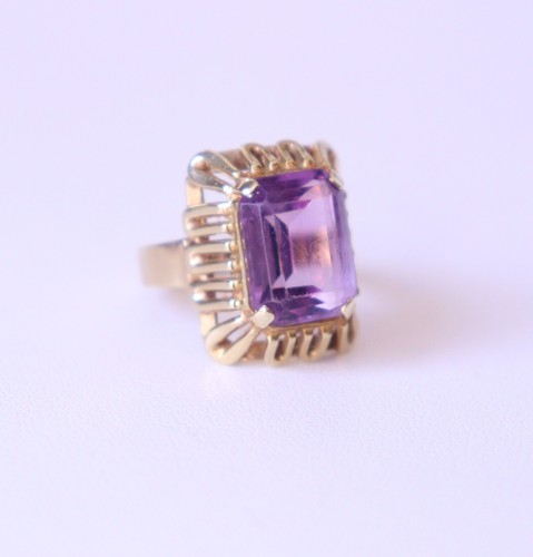 Vintage Amethyst Ring 14k Yellow Gold Size 6,5 - Picture 3 of 7