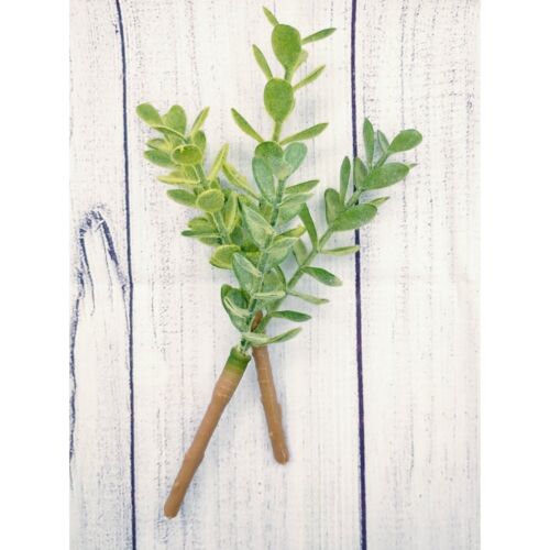 Jarrón decorativo 6" con tallos de plantas de jade sintético gris verde gres decoración del hogar - Imagen 4 de 5