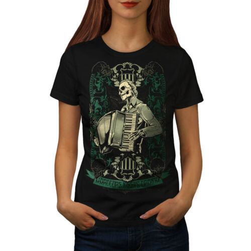 Wellcoda Hardcore Night Damen-T-Shirt, Akkordeon lässiges Design bedrucktes T-Shirt - Bild 1 von 32