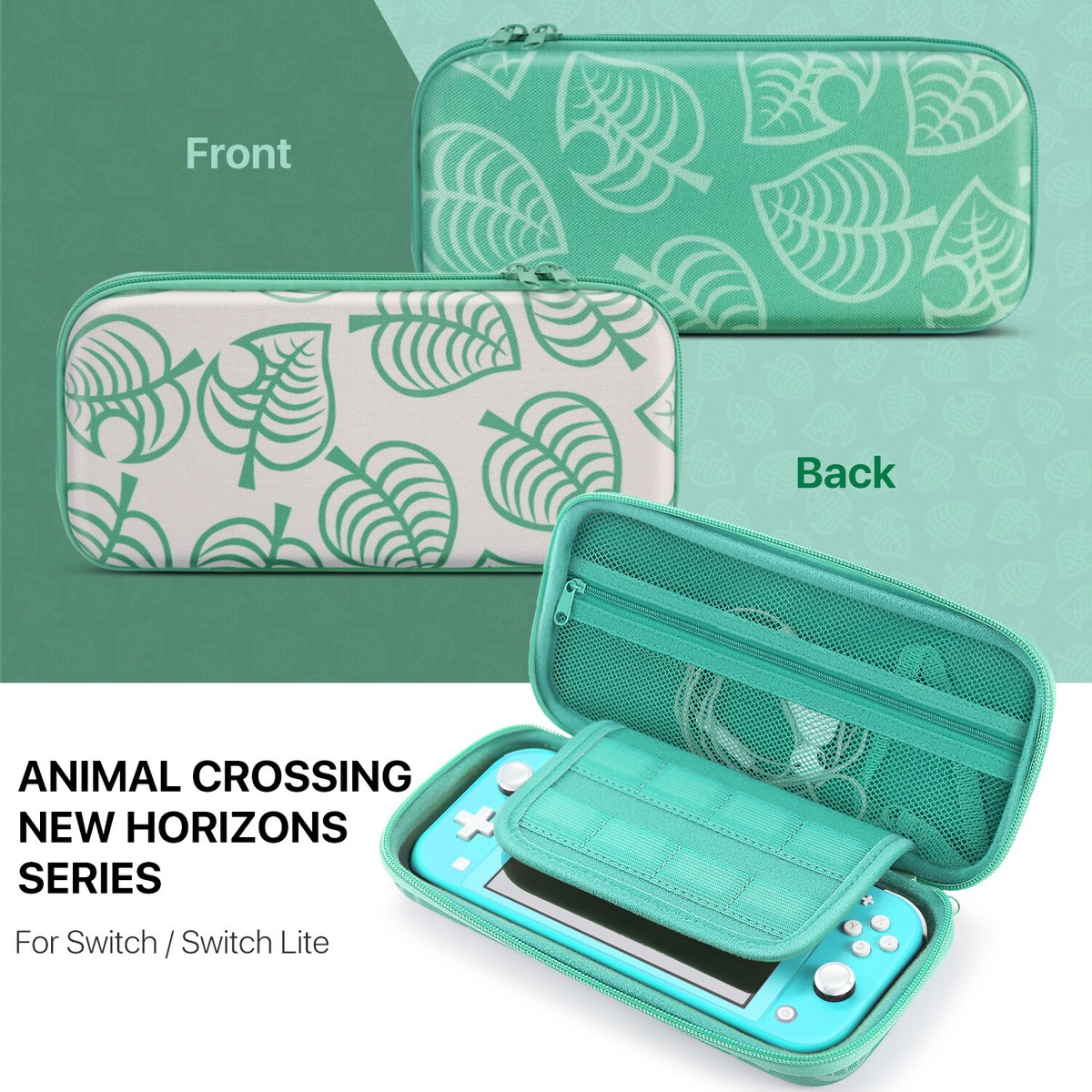 Switch Lite Travel Case Portable Hard Shell, Animal Crossing Leaf