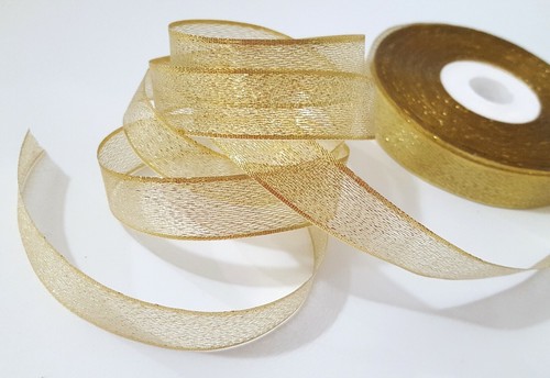 5/8 inch / 15mm wide - 33 yds /30 mt Gold Metallic Ribbon Trim MR6 - Picture 5 of 8