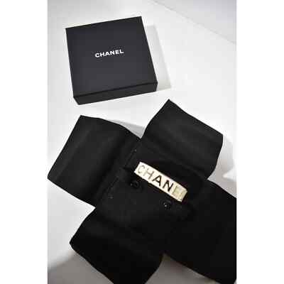 Chanel 22S Gold White Enamel Metal Interlocking CC Logo Arm Cuff