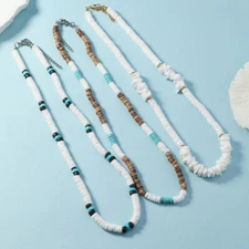 Summer Beach Bohemia Surfer White Shell Necklace For Men Simple Geometric Choker