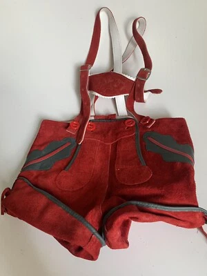 alte kleine Lederhose rot Mädchen Tracht Bayern Bavaria Vintage - Bild 1 von 4