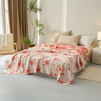 Soft Blanket For Summer Breathable Pure Cotton Bed Sheet Cover 4 Layers Gauze