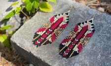 Tribal Earrings Native Large Boho American Seed Beads Handmade Earring