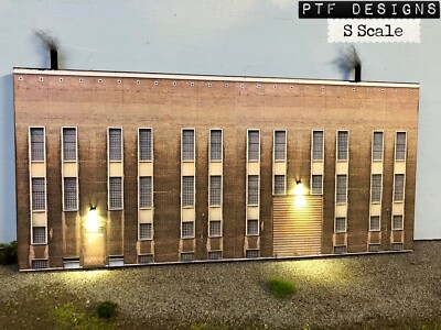S Scale Industrial #4 Building Flat / Front 3D Background w/ LED, Factory