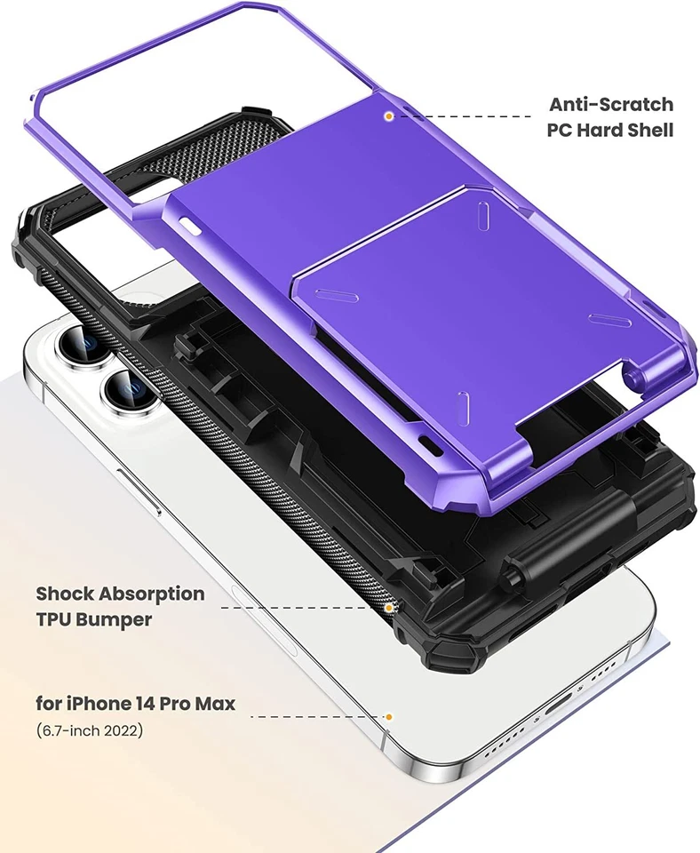 Funda tipo billetera 4 con soporte para tarjeta de crédito para iPhone 16 15 13 14 Pro Max 12 11 8 Foto 3 de 4