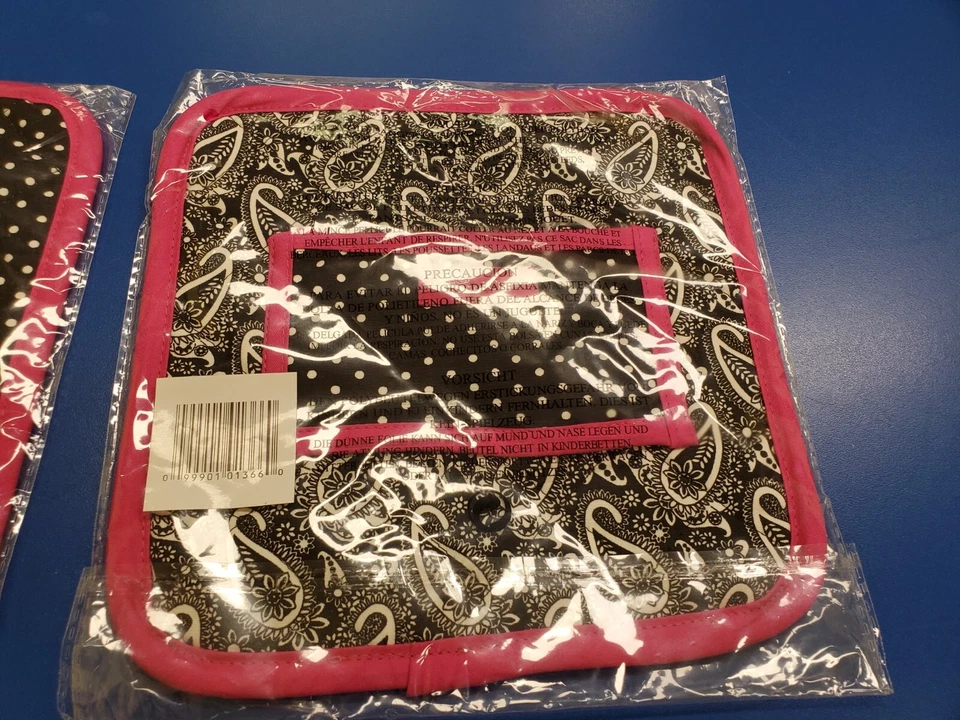 2 Almohadillas para Horno Pampered Chef Paisley Lunares Nuevo Estado - En el Paquete Foto 3 de 4