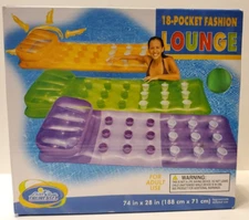 New INTEX Lounge 18 Pocket Fashion Green Lounge Pool Raft w/Pillow #58890T