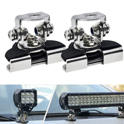 2x Universal Adjustable Pillar Hood Mount Bracket Clamp Holder for LED Light Bar