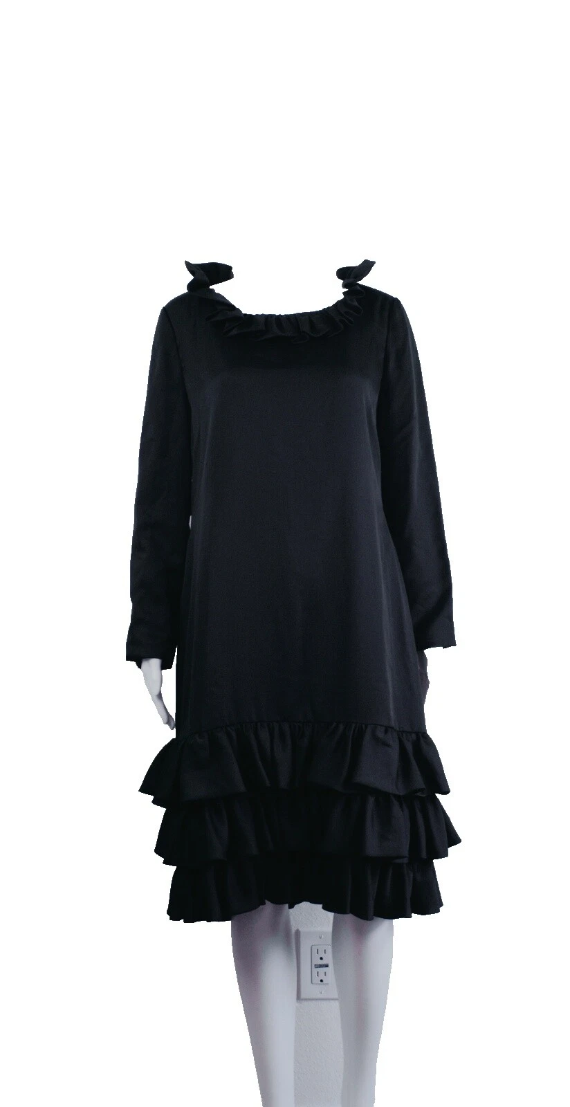 Knee Length Silk Long Sleeve Shift Dresses for Women