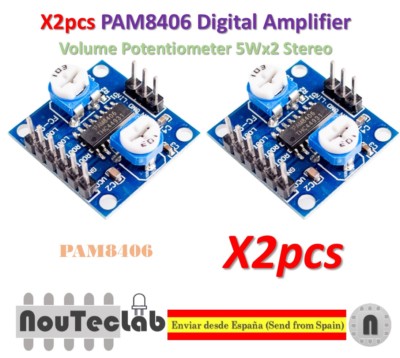 Módulo Amplificador Estéreo Con Placa Amplificadora Digital 5Wx2, 5 Uds Con Potenciometro De Volumen Pam8406