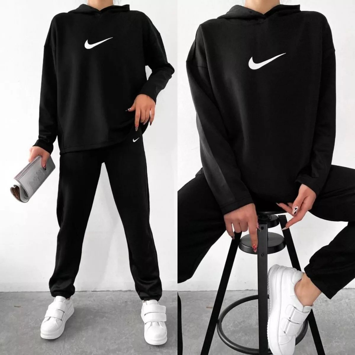 Nike Womens Hoodie Joggers Tracksuit Set Jogging Bottoms