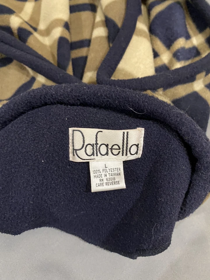 Vtg Rafaella Petites Buffalo Plaid Full Zip Fleece Sweater Vest Tan/Black Sz Lrg - Image 3 of 4