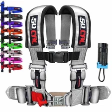 Silver 3in 4 point Harness Seat Belt w/ Bypass Plug For Polaris RZR 170 RS1 Ace