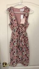 CHARLES HENRY COLOR BLUSH FLORAL SLEEVELESS WRAP UP DRESS SIZE XS PETITE