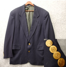 Vintage Christian Dior Monsieur Blazer Mens 42R Blue Gold Button USA Made DEFECT