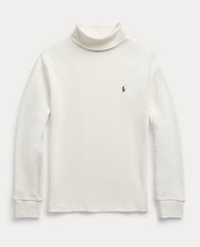 Polo Ralph Lauren Big Boy Cotton Interlock Turtleneck White Sz S 8 NWT