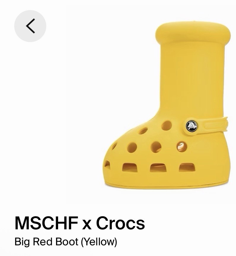 MSCHF x Crocs Big Red Boot (Yellow) SZ: 6M / 7.5W - NEW IN BOX image 2