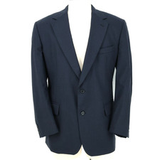 Brooks Brothers Sport Coat Mens 46R Navy Blue Plaid Wool Jacket Lined Single Vnt