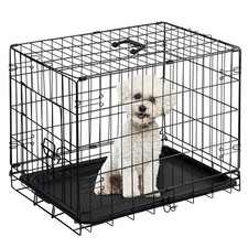 30" Dog Crate Single Door Foldable Metal Pet Cage Indoor Outdoor Kennel