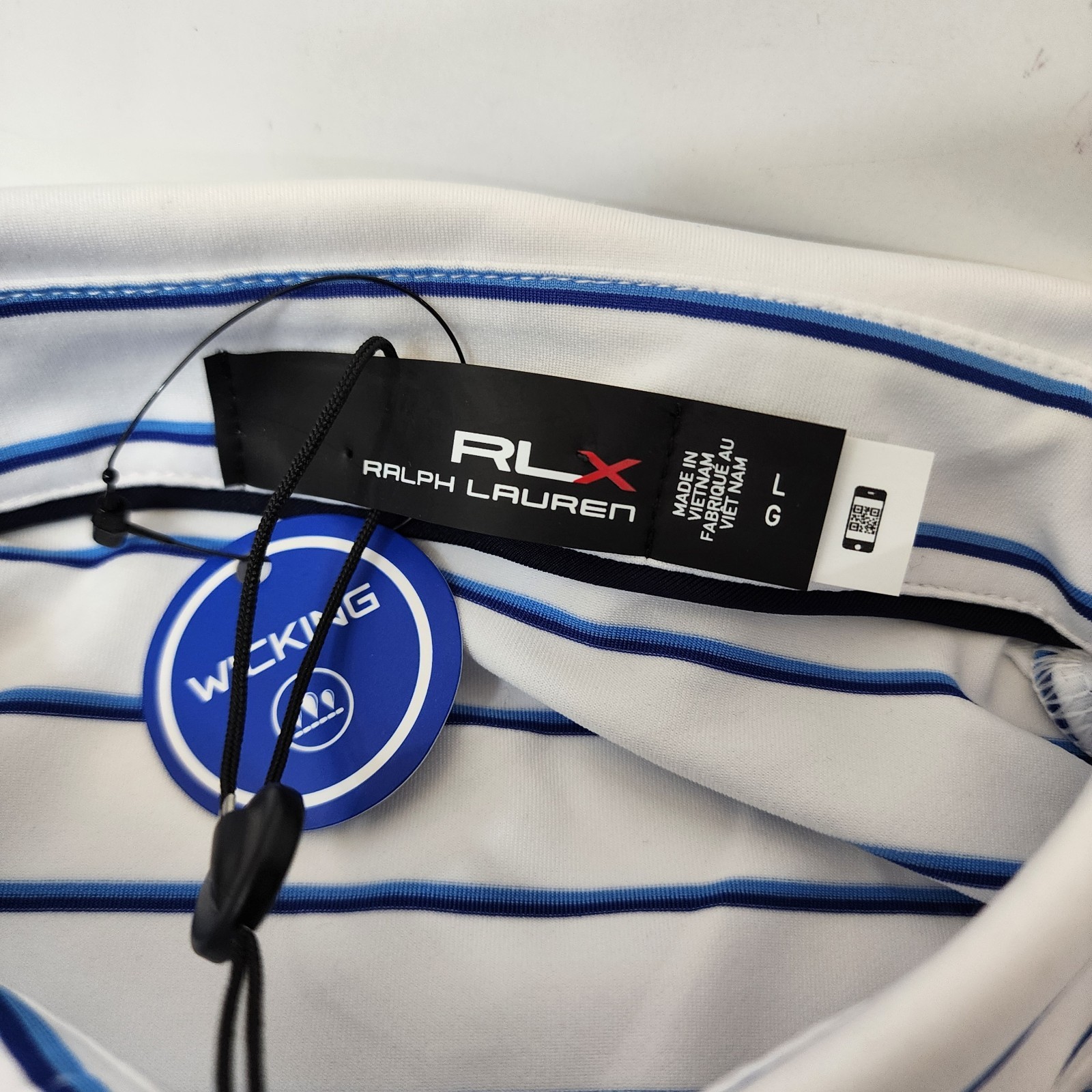 RLX RALPH LAUREN Polo Shirt Mens XL Blue White Ombre WICKING Golf Athleisure thumbnail 4