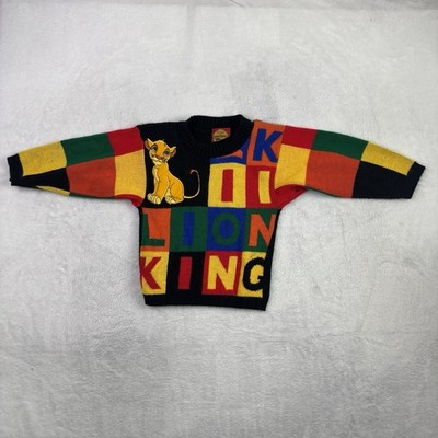 VTG Disney The Lion King Simba Pullover SL Knit Sweater Toddlers Kids S/M