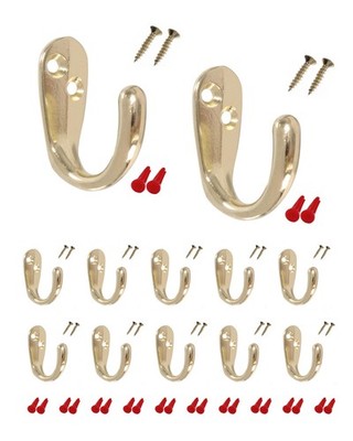 Heavy Duty Wall Hooks 35 lbs, Brass Hooks for Walls, 12 Pack - HOWTOOL