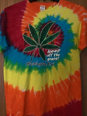 Washington DC -  Keep Off The Grass!  - Multicolor Tie Dye Shirt - L - Delta