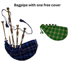 Highland Bagpipes Natural Wood With Irish  Pride Of Scotland Tartan Cover