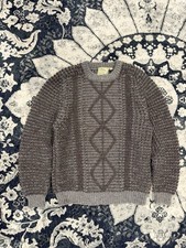 Vintage Gaeltarra Brown Tan Fisherman Sweater 100 Wool Handloomed Ireland Sz M 
