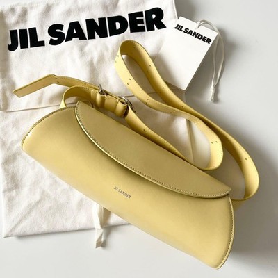 JIL SANDER Shoulder Bag Cannolo Small Leather BUTTER Yellow Crossbody Bag wi...