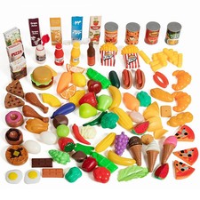 Kitchen Pretend Play Food Set, Complete from Super Shopping to Cooking 120pc NEW