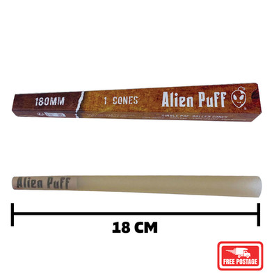 Alien Puff riesiger 18 Zentimeter vorgerollter Kegel, ungebleichtes braunes Papier
