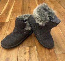 Bearpaw Wool Bootie Gray Faux Fur Ankle Women's Comfort Shoe Size 7