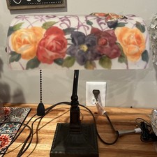 Lámpara Dale Tiffany Like Puffy 3D Rosas Reverso Pintado a Mano Pairpoint
