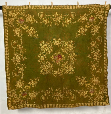 Vintage Französische Schöne Blumen und Blätter Szene Wandbehang Wandteppich 135x132 cm
