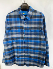 Eddie Bauer Shirt Mens 2XL Plaid Travex Performance Button Up Flannel Blue