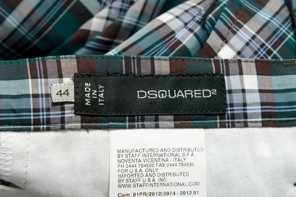 Pantalones para mujer Dsquared2 a cuadros frente plano pierna recta US L IT 44 Foto 4 de 4