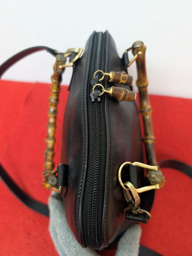 Gucci Vintage Bamboo Leather Mini Shoulder Bag Black Authentic Rare Classic thumbnail 6