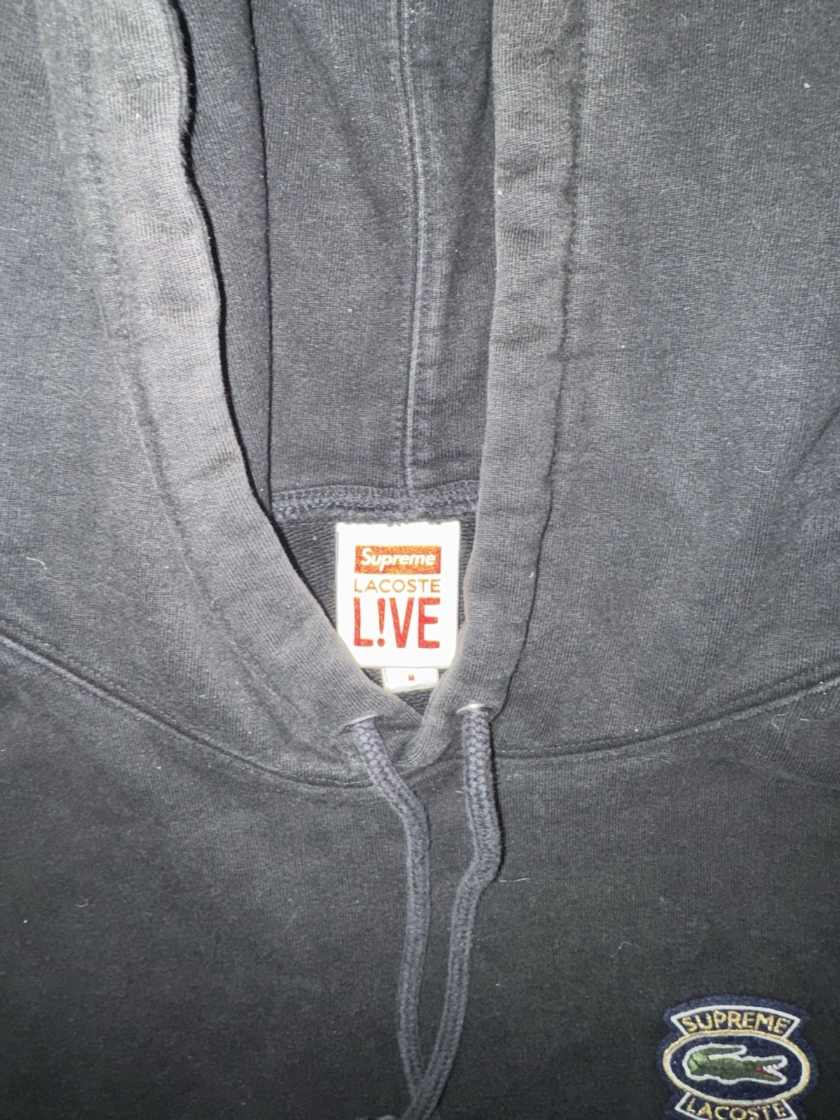 Supreme X Lacoste Men’s Hoodie| Black Size Medium Used image 3