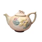 Hull Magnolia Teapot 70 Pink Floral Matte Pottery USA Vintage w Lid