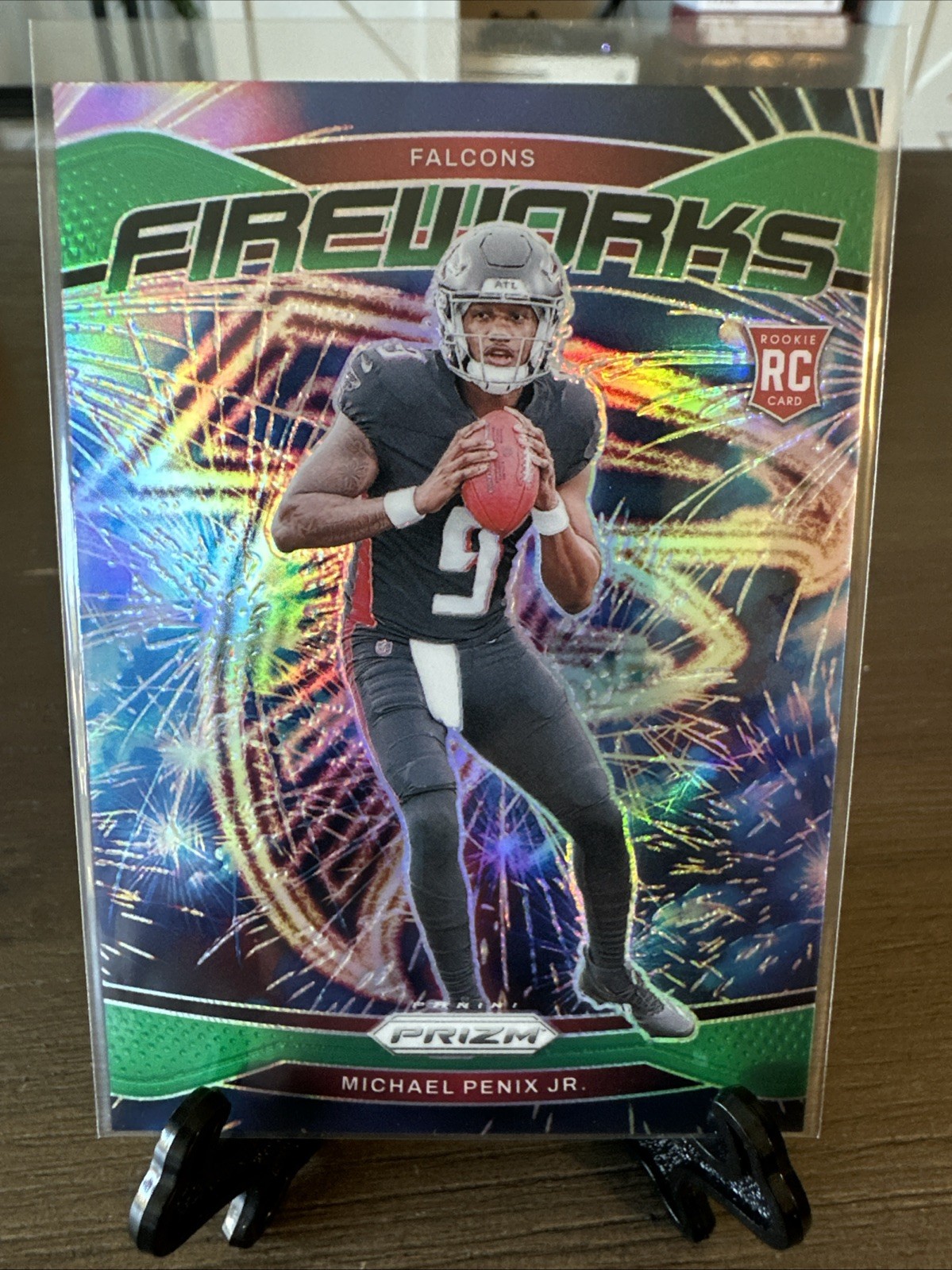 2024 Panini Prizm - Fireworks Michael Penix Jr. #16 Green Prizm (RC)