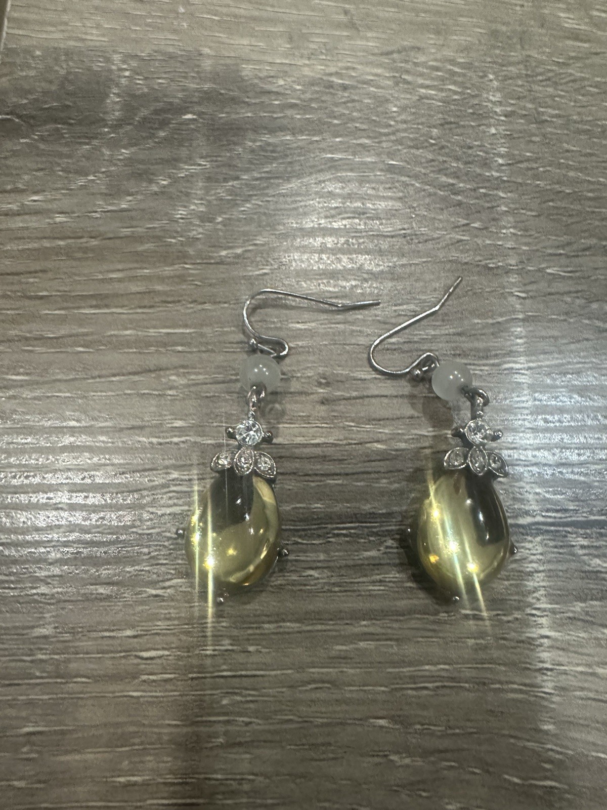 Sterling Silver Wire Loop Stone Drop Earrings, Ci… - image 1