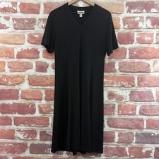 Vintage Talbots Dress Womens Medium Plain Black Casual Career Caspsule Midi